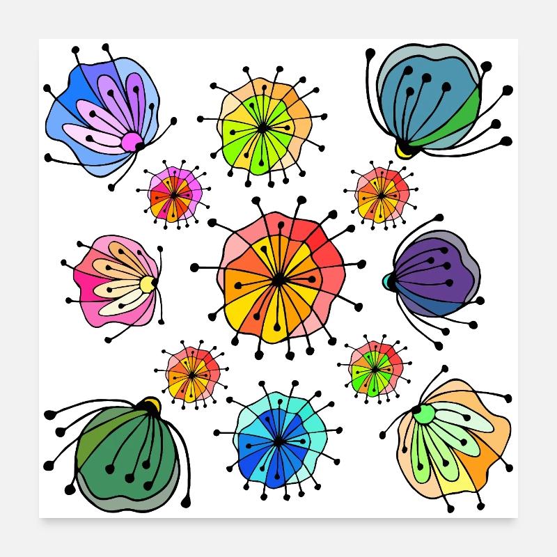Motif de papillon abstrait coloré Poster 60 x 60 cm