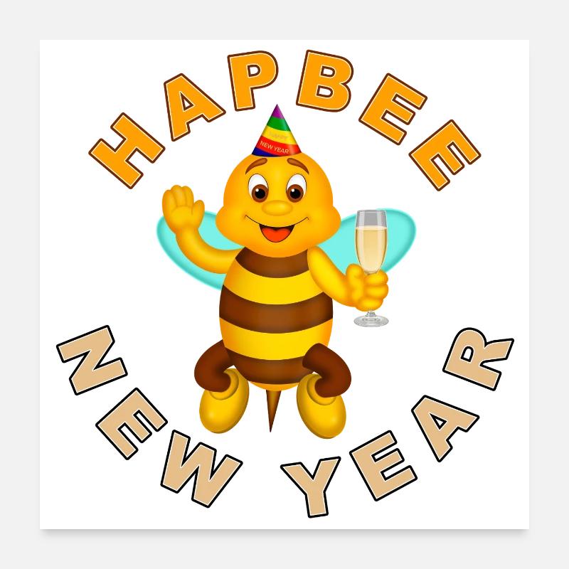 HAPBEE Neujahr mit Text 2 Poster 60x60 cm