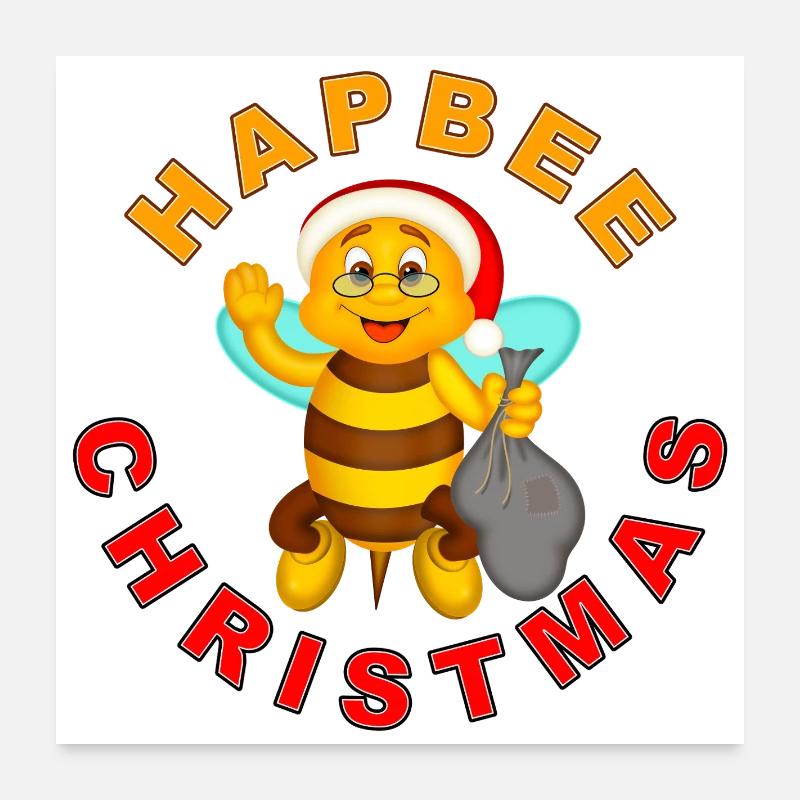 HAPBEE Christmas with text Poster 24" x 24" (60x60 cm)