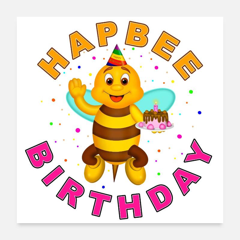 HAPBEE Birthday with text Poster 24" x 24" (60x60 cm)