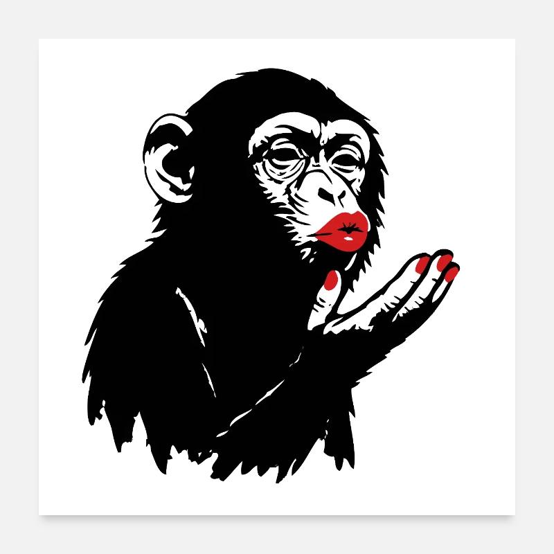 Alte Affendame schickt einen Kuss an Dich Poster 60x60 cm