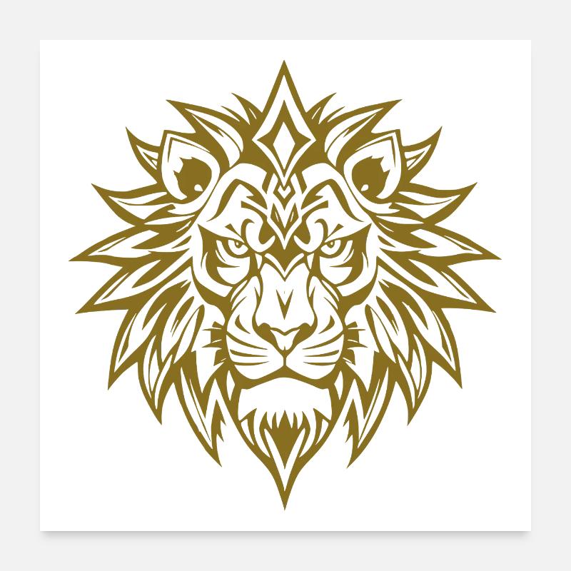 Powerful lion head tribal design Poster 24" x 24" (60x60 cm)
