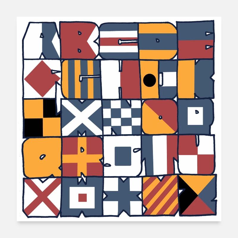 nautische Flaggen - Poster 60x60 cm - Weiß