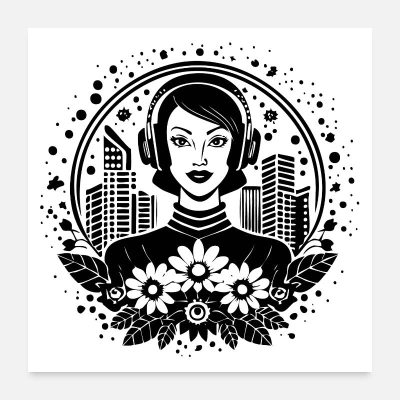 Underground Scene Passage – Donna con le cuffie Poster 60x60 cm