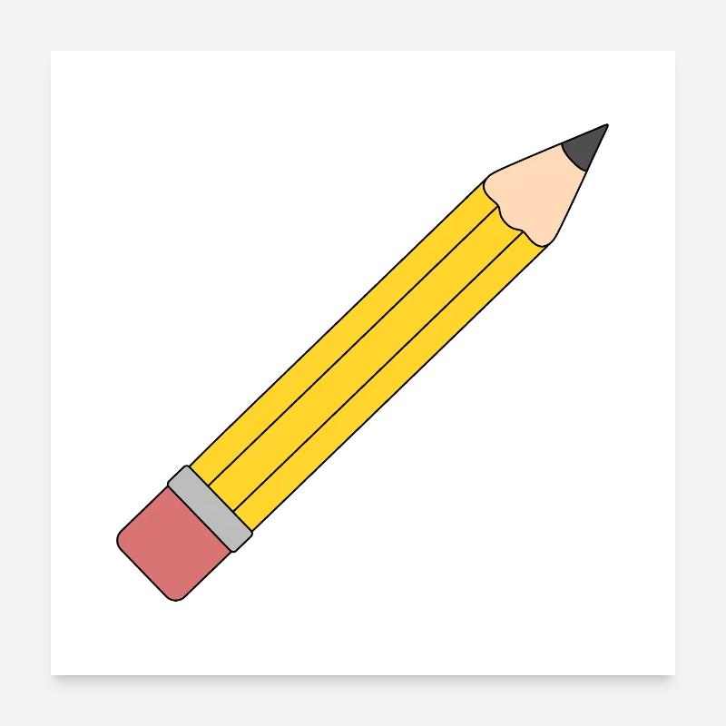 Lebendige gelbe Bleistift-Illustration - Poster 60x60 cm - Weiß