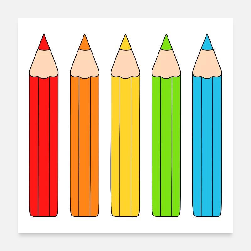 Lebendiges Farbstift-Array-Design Poster 60x60 cm