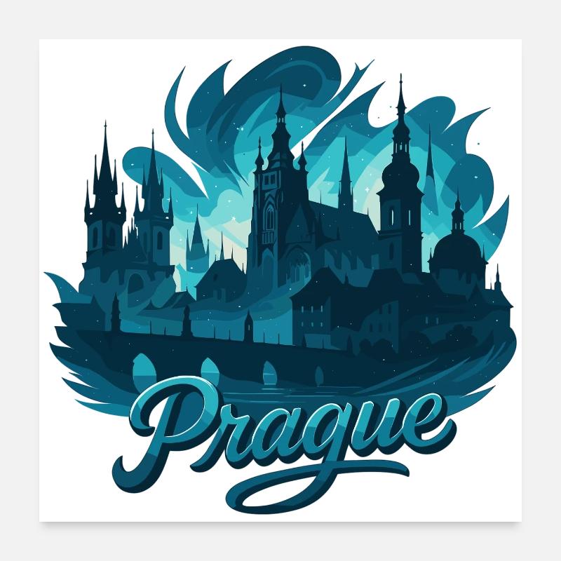 Prague Prague Capitale République tchèque Cadeau maritime Poster 60 x 60 cm