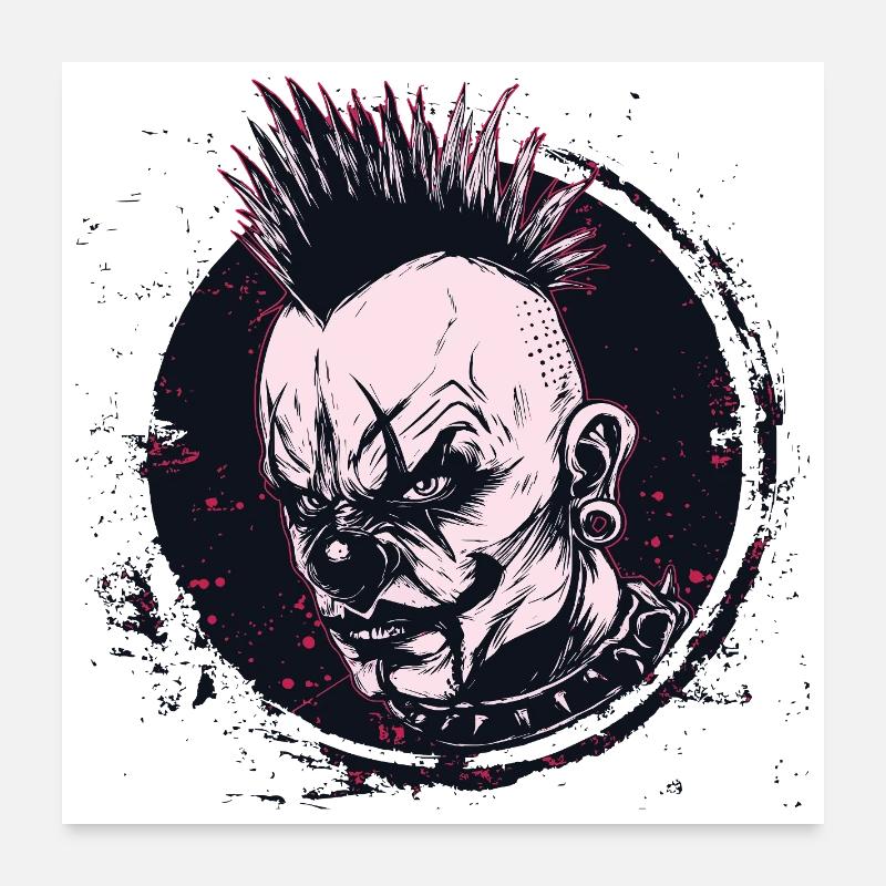 clown mohawk effrayant Poster 60 x 60 cm