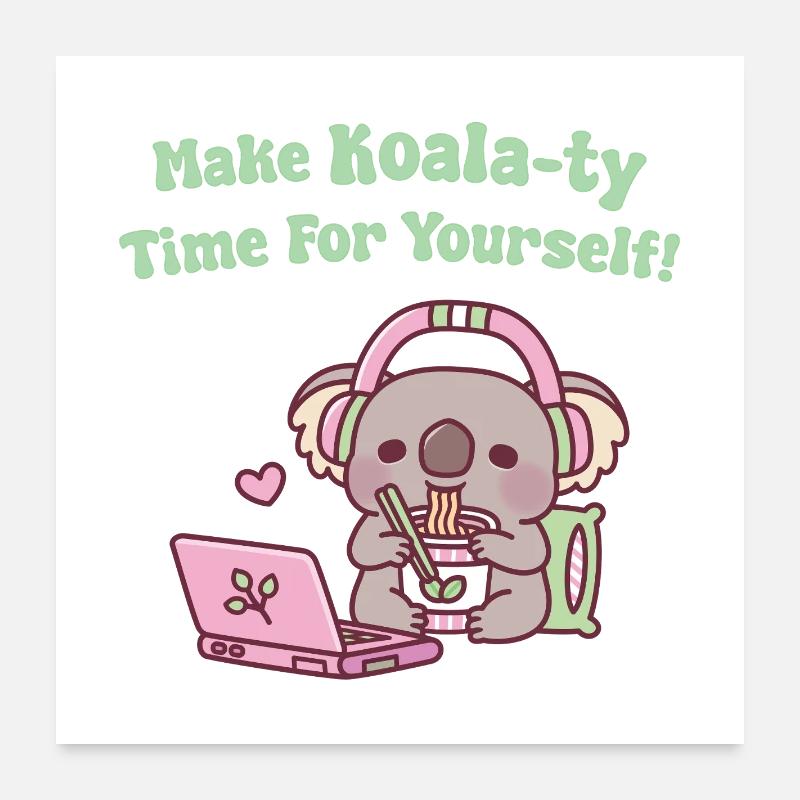 Süßer Koala, der Nudeln isst, machen Koala-Zeit Poster 60x60 cm