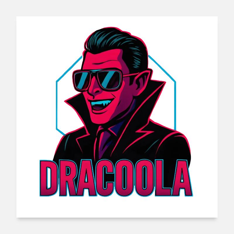 Dracula Dracoola Neon Illustration Rétro Poster 60 x 60 cm