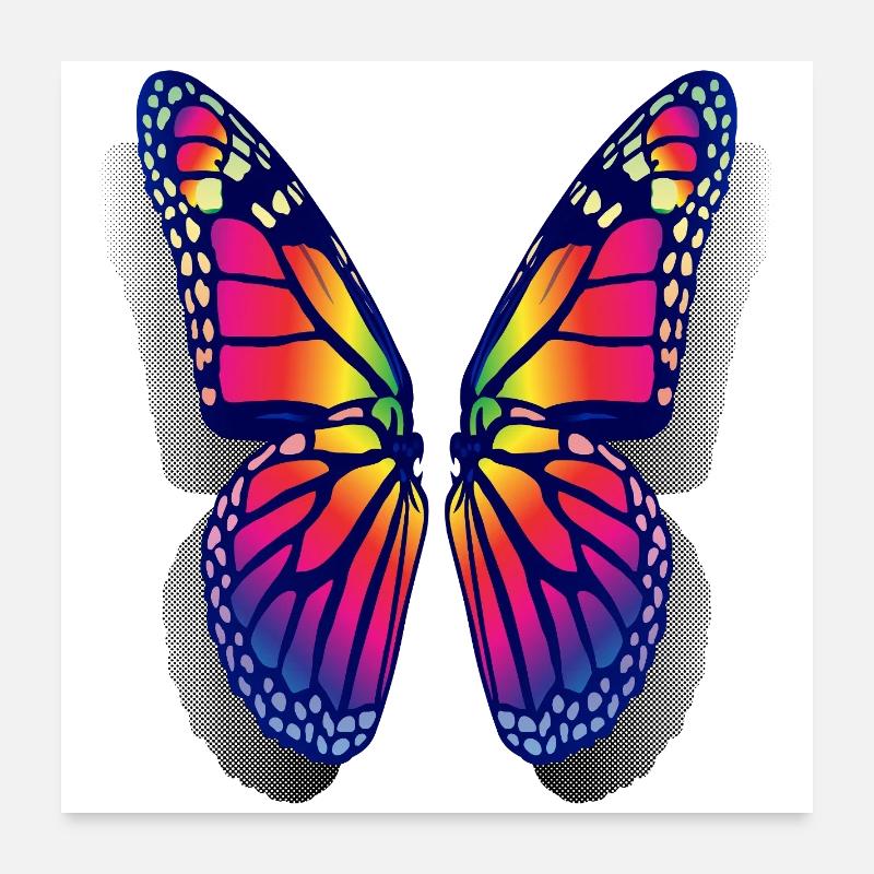Rainbow Butterfly Wings Poster 24" x 24" (60x60 cm)