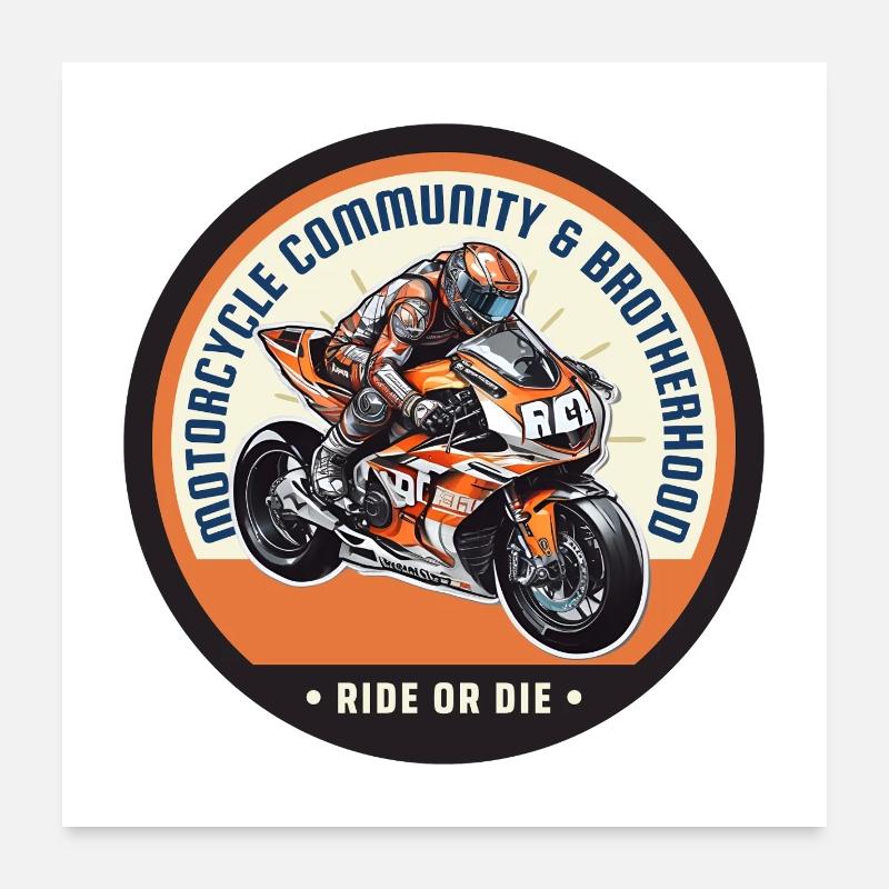 Motard Communauté et Fraternité Poster 60 x 60 cm