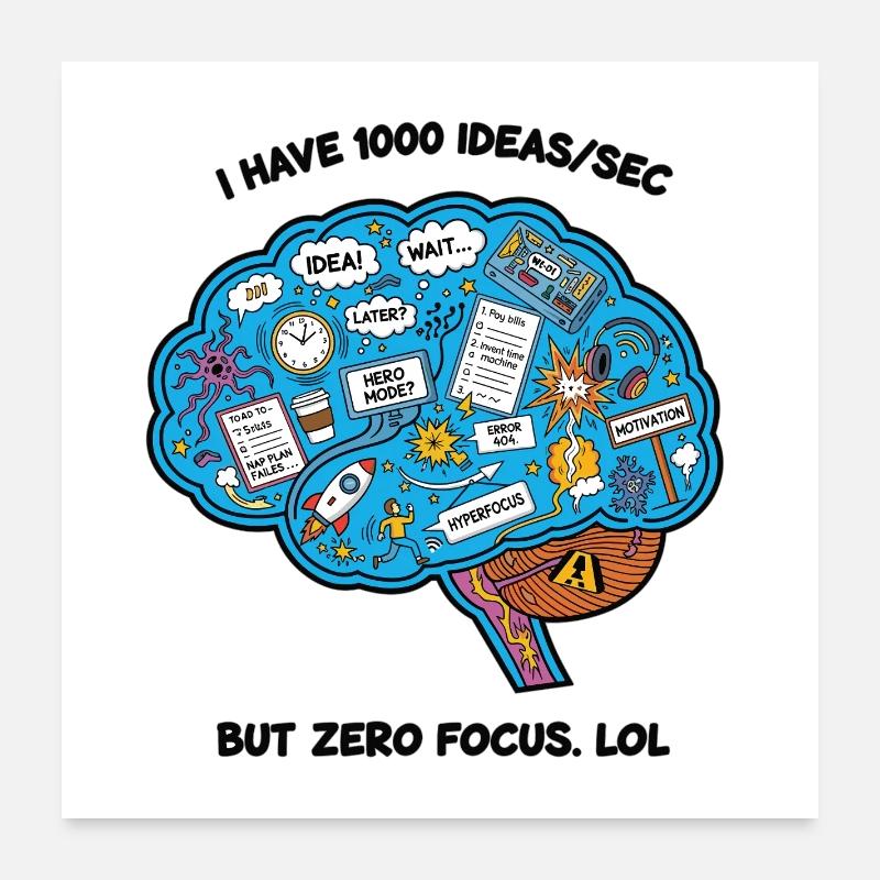 Illustration de brainstorming créative Poster 60 x 60 cm