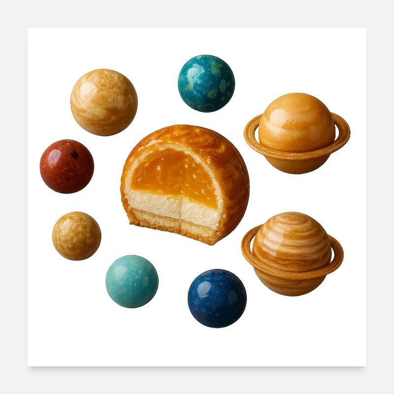 Solar System Dessert - A Whimsical Treat Poster 24" x 24" (60x60 cm)