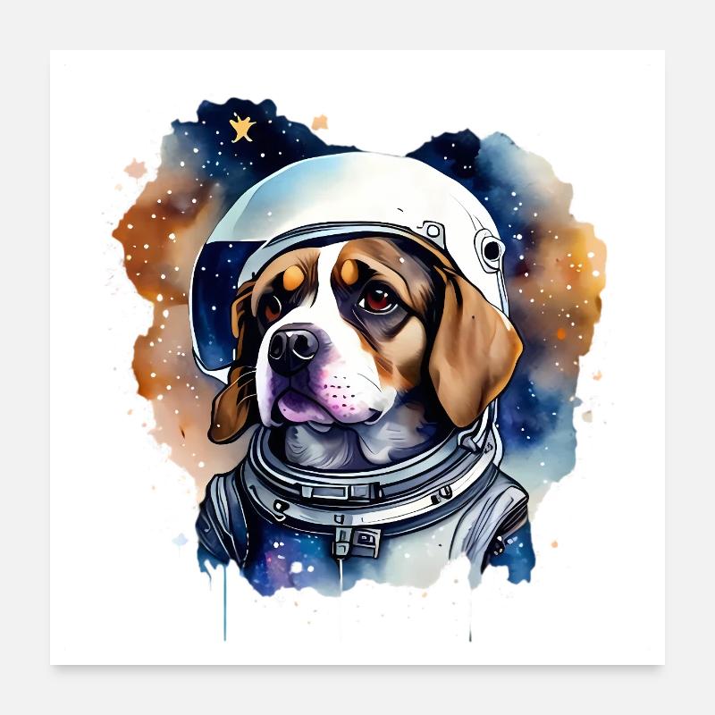 Astronaut Dog in Space Poster 24" x 24" (60x60 cm)