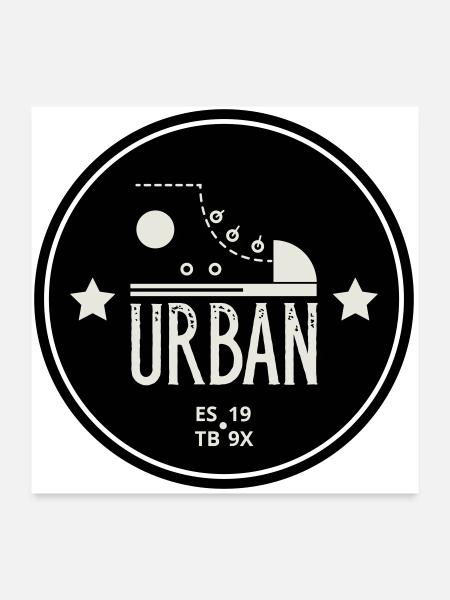 Urban Style Badge Featuring Red Sneaker and Bold - Poster 24" x 24" (60x60 cm) - white - Front