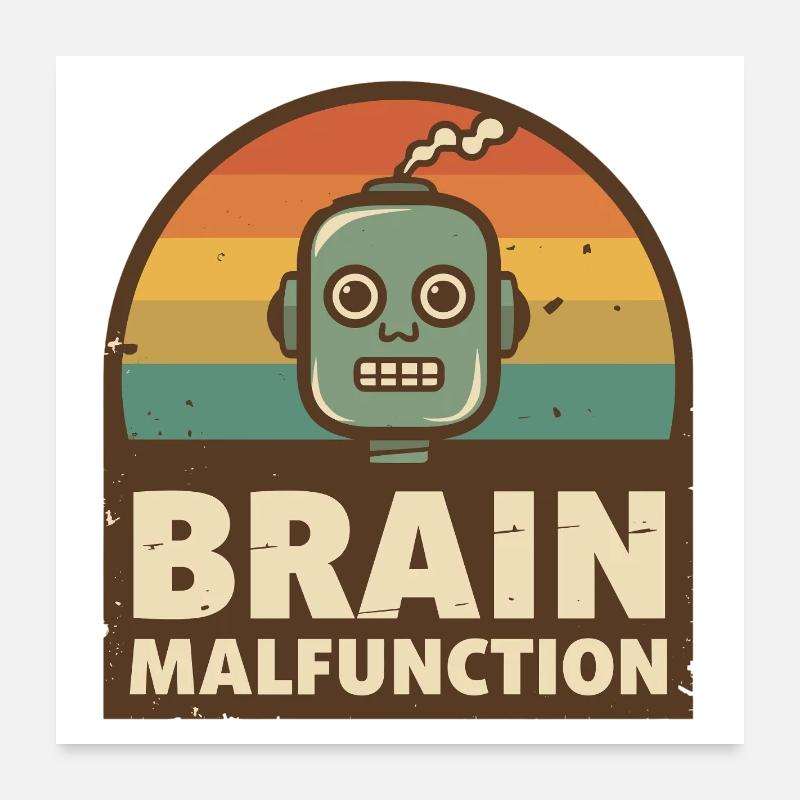 Retro Robot with Rainbow Sunset Poster 24" x 24" (60x60 cm)