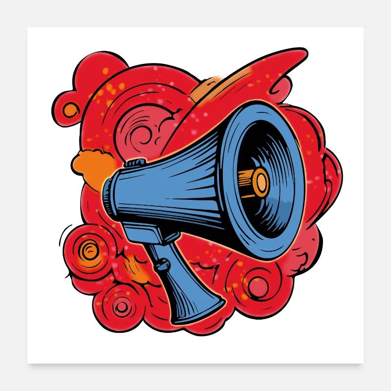 Haut-parleur graffiti avec explosions vibrantes Poster 60 x 60 cm