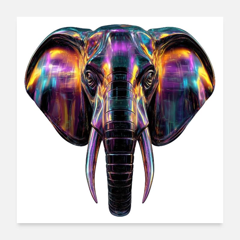 Elefantenkunst im Neon-Lichtdesign Poster 60x60 cm