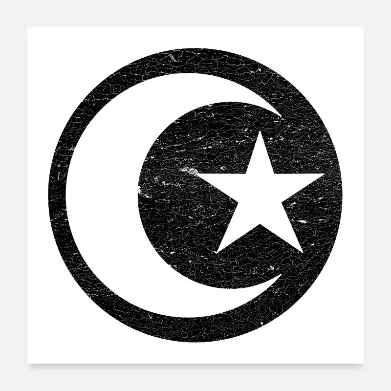 Crescent and star islam black circle Poster 24" x 24" (60x60 cm)