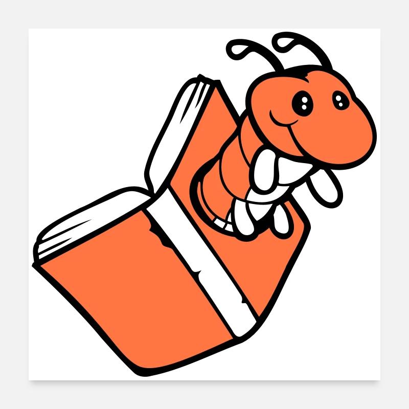 bookworm caterpillar nerd book hole geek worm read Poster 24" x 24" (60x60 cm)