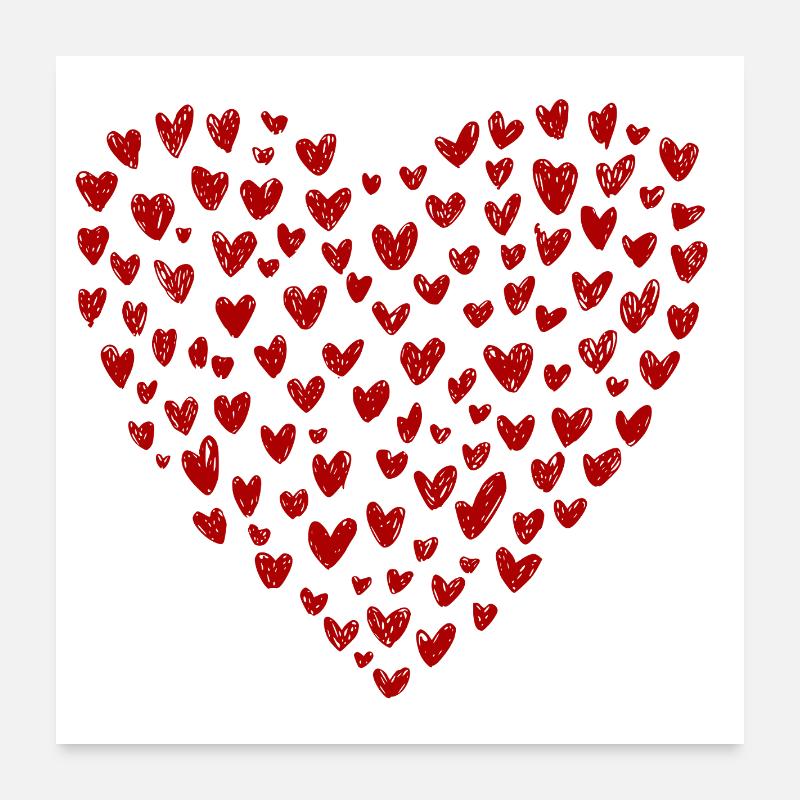 Herzkollektion: Liebe in Rot Poster 60x60 cm