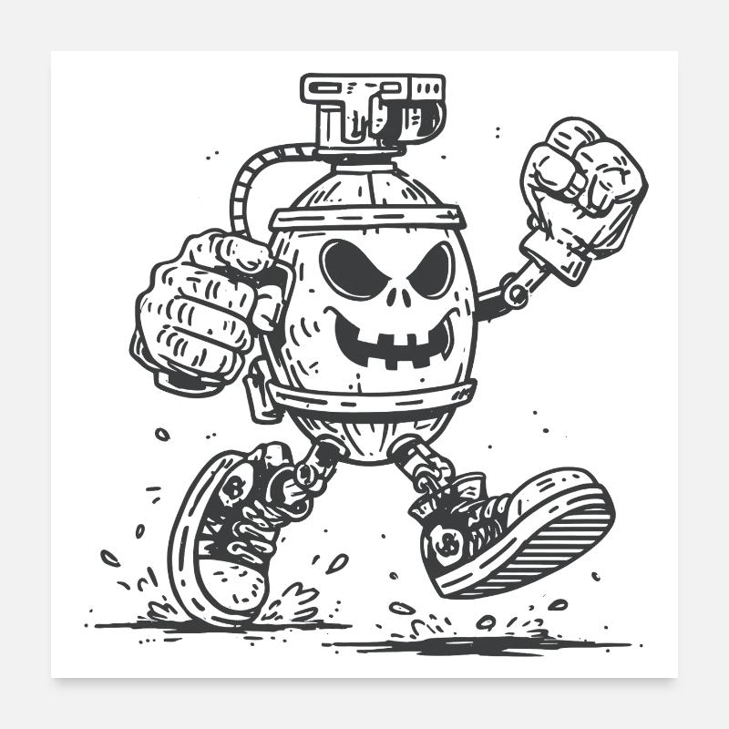 Grenade crâne Poster 60 x 60 cm