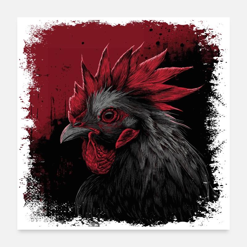 Portrait de coq Poster 60 x 60 cm