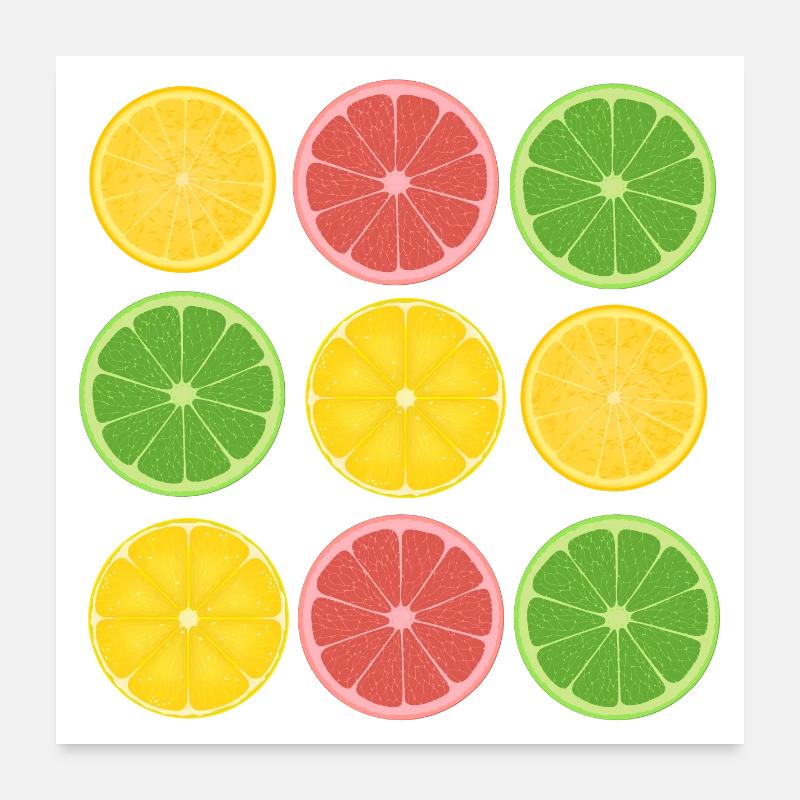 Frucht-Zitrus-Color-Blocking-Design Poster 60x60 cm