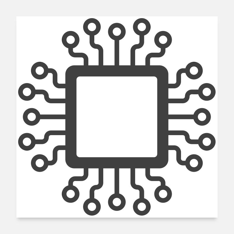 Microchip Circuit Icon Logo Poster 24" x 24" (60x60 cm)