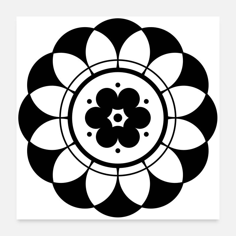 Kornkreis Blume Mandala - Poster 60x60 cm - Weiß