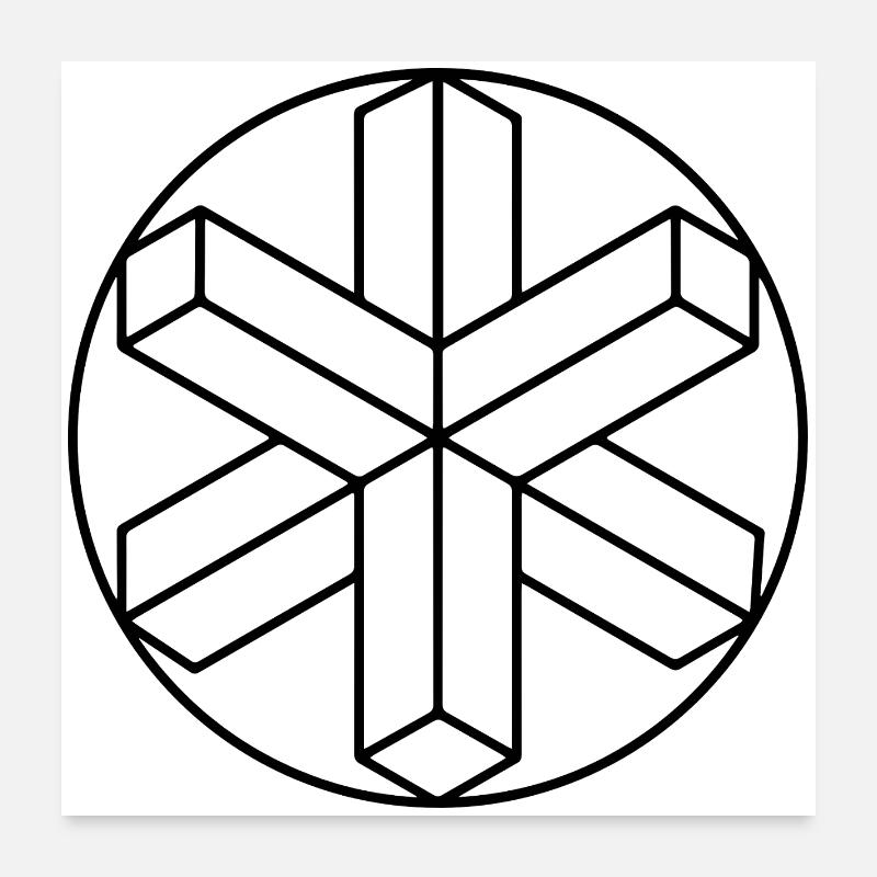 Crop circle géométrique flocon de neige Poster 60 x 60 cm