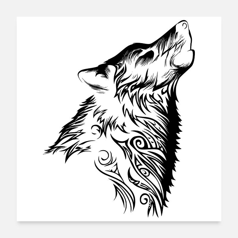 Tribal Wolf Nordic Tattoo Poster 60x60 cm