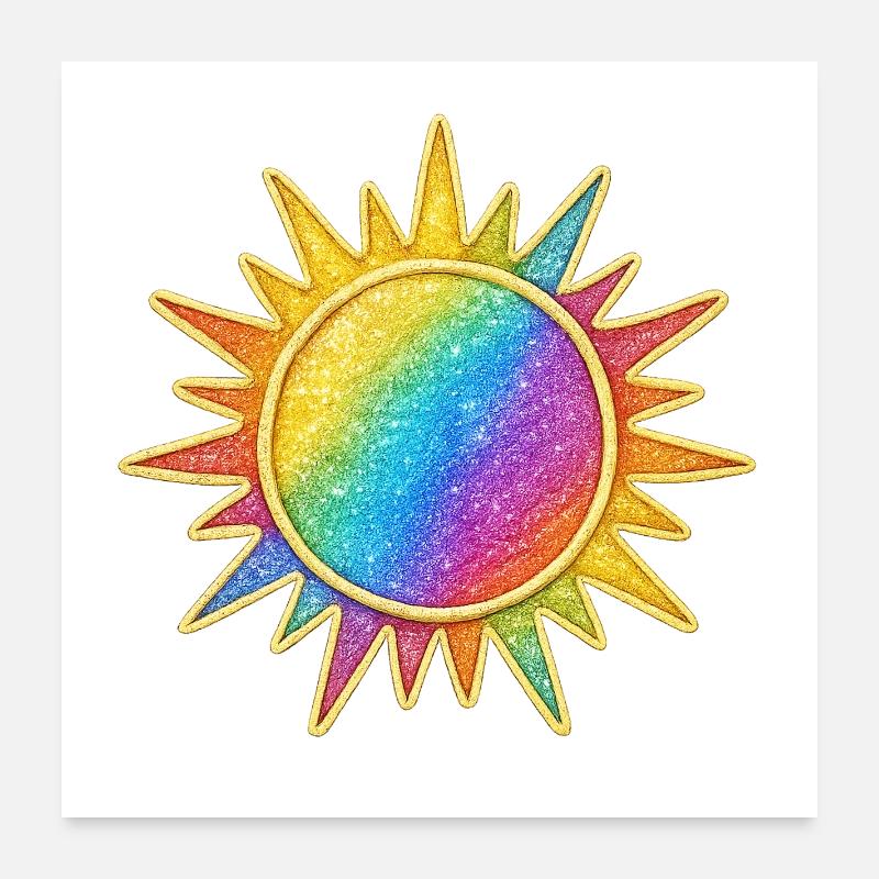 Vibrant Rainbow Sunburst Design Poster 24" x 24" (60x60 cm)
