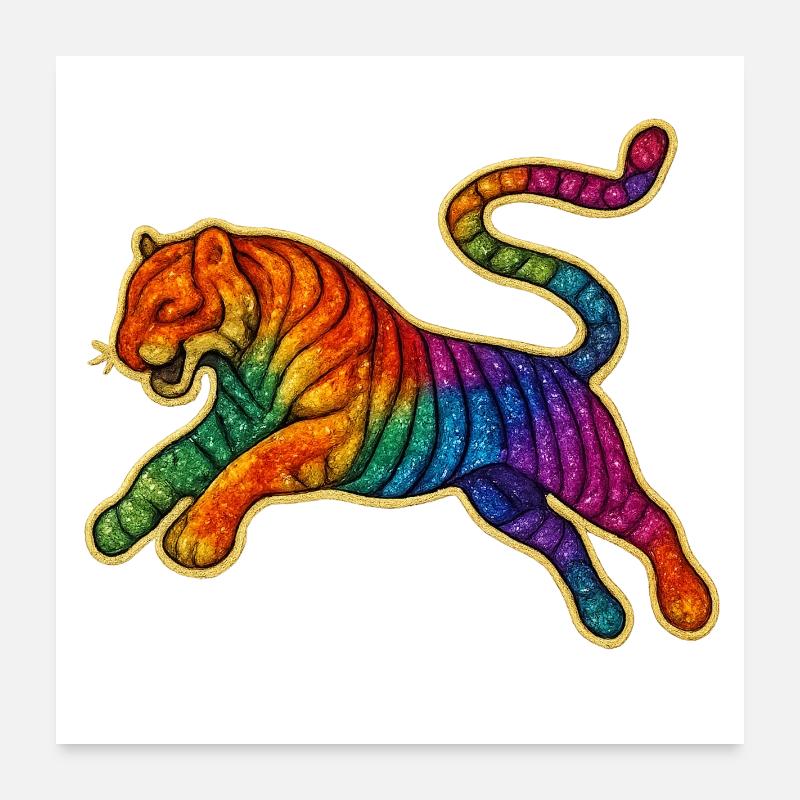 Regenbogen Tiger Poster 60x60 cm