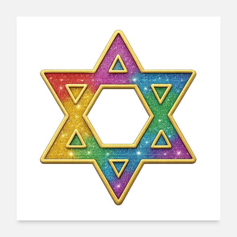 Regenbogen Stern Dekor Poster 60x60 cm