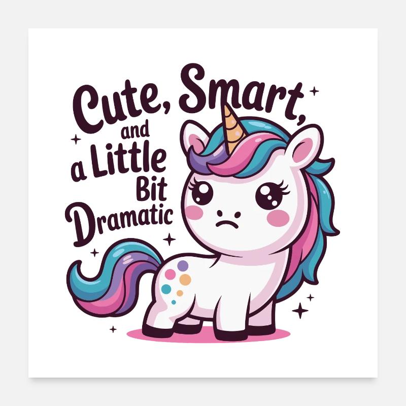 Niedlicher Einhorn-Charme mit Humor Poster 60x60 cm