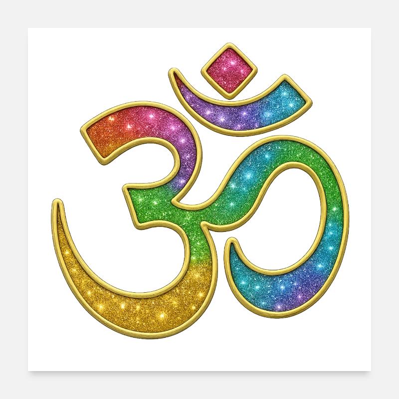 Rainbow Om symbol in glitter design Poster 24" x 24" (60x60 cm)