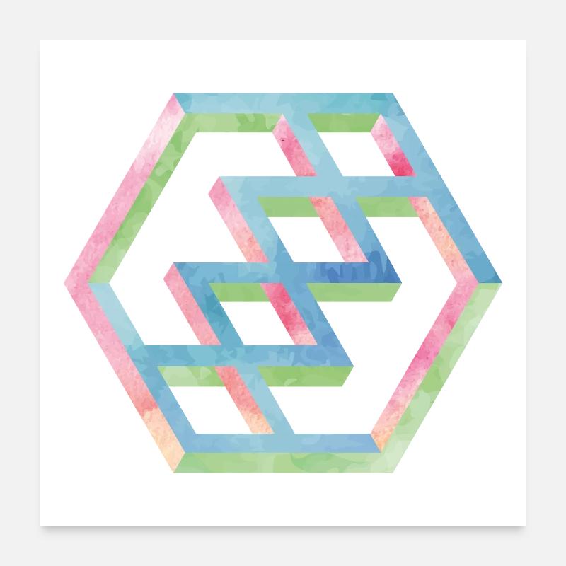 Abstraktes Bunte Hexagonmuster Poster 60x60 cm