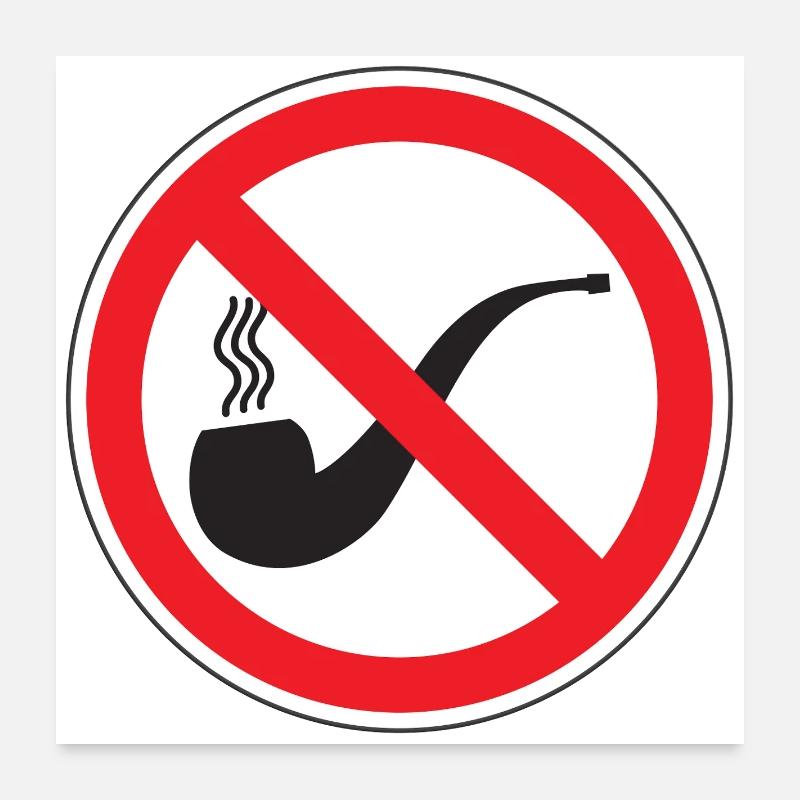 Panneau Interdiction de Fumer Pipe, Signalisation  Poster 60 x 60 cm