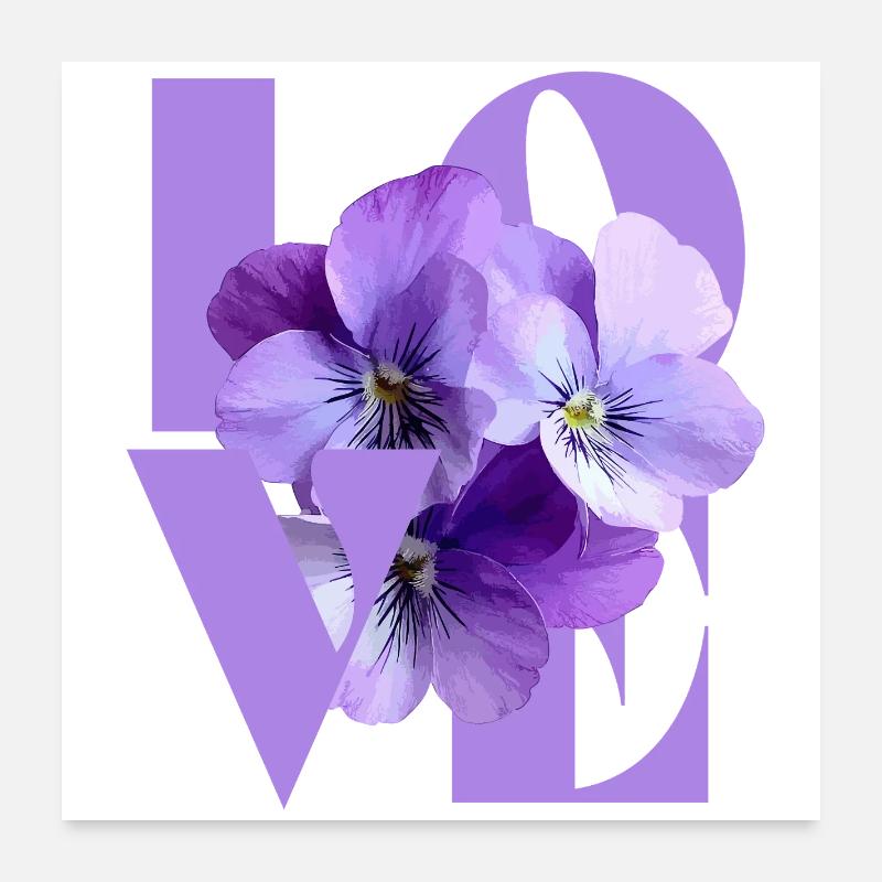 Pensée violette Art floral Poster 60 x 60 cm