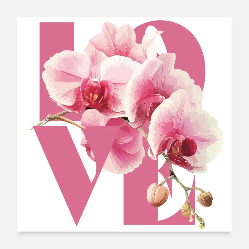 Elegantes Orchideen-Blumendesign Poster 60x60 cm