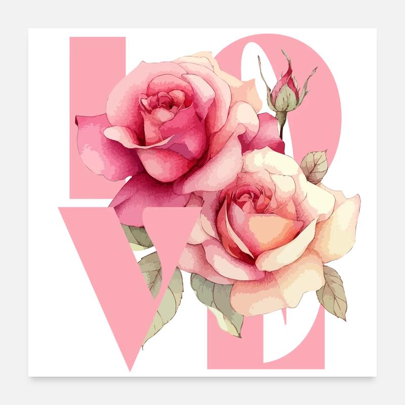 Elegant Rose Floral Design Poster 24" x 24" (60x60 cm)