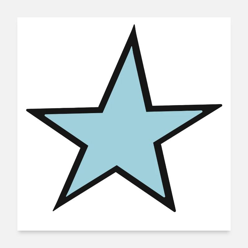 Heller blauer Stern mit schwarzem Rand Poster 60x60 cm