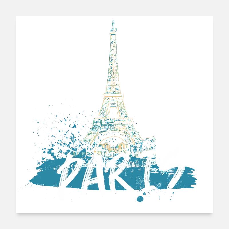 Pariser Eiffelturm mit Kalligraphie Poster 60x60 cm