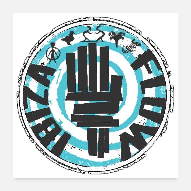 Kraftvolles Ibizadesign im Graffiti-Stil - Poster 60x60 cm - Weiß