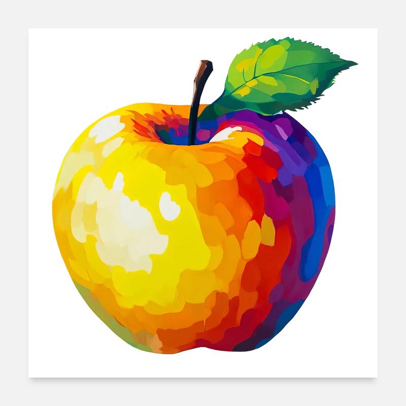 Farbenfroher Pixelapfel Poster 60x60 cm