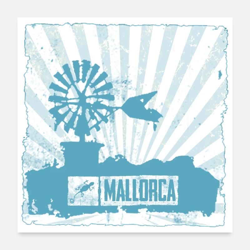 Moulin à vent de Majorque et design Poster 60 x 60 cm