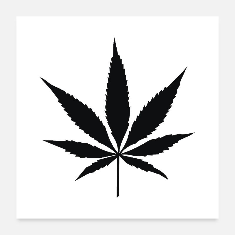 Silhouette von Cannabisblättern Poster 60x60 cm