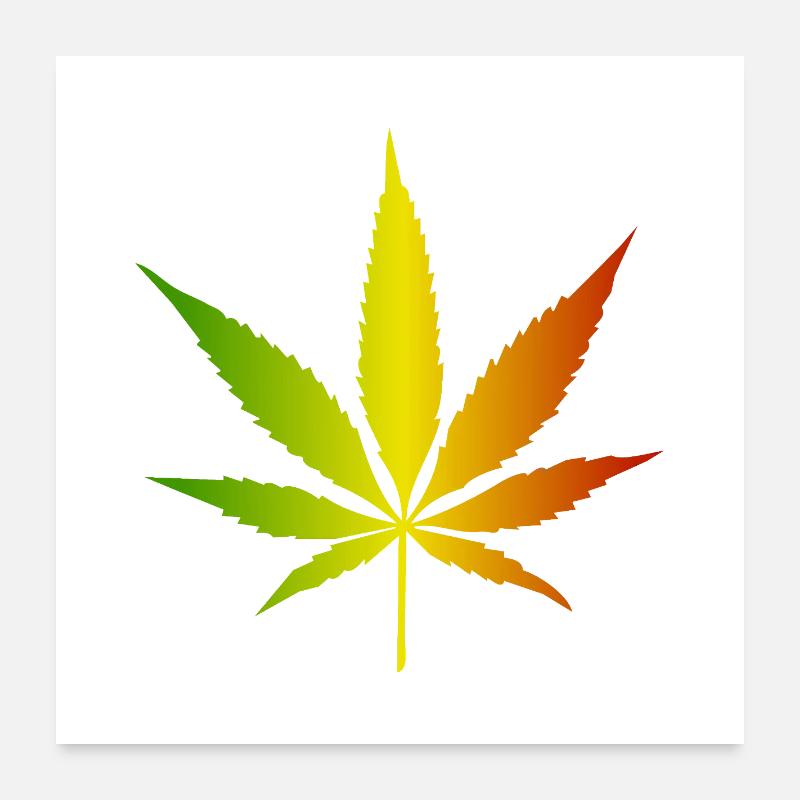 Rasta Gradient Cannabisblatt Poster 60x60 cm
